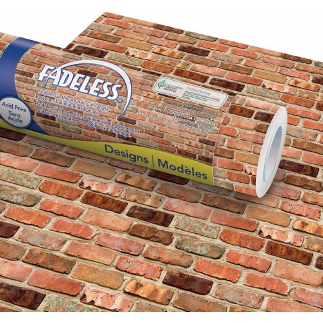 Fadeless Tu-Tone Red Brick Bulletin Board Paper Roll, 48" x 50" – Durable Classroom & Craft Background